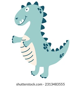 Cartoon dragon. Cute baby fairytale fantasy dragon character. Children Vector hand draw illustration 
