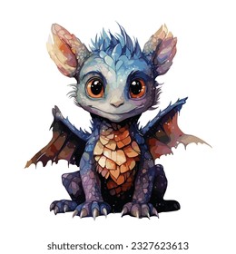 Cartoon dragon. Fairy cute dragonfly icon. Baby fire dragon or dinosaur cute characters isolated vector. Fairytale monsters. Symbol 2024