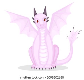 Cartoon dragon. Fantasy dragon, funny fairytale reptile and medieval legends fire breathing serpent cartoon isolated vector.