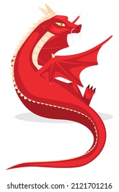 Cartoon dragon. Fantasy dragon, funny fairytale reptile and medieval legends fire breathing serpent cartoon isolated vector.
