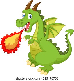 Cartoon dragon with fire