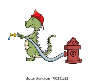 Cartoon dragon fireman