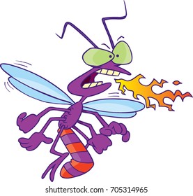 cartoon dragon fly breathing out fire