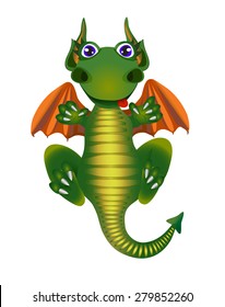 Cartoon dragon fly and smile, vector