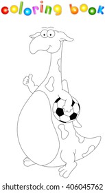 Cartoon dragon footballer. Coloring book for kids