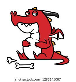 Cartoon Dragon With Full Belly