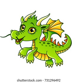 Cartoon dragon isolated on white vector illustration