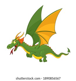 Cartoon dragon on a white background. Vector illustration.