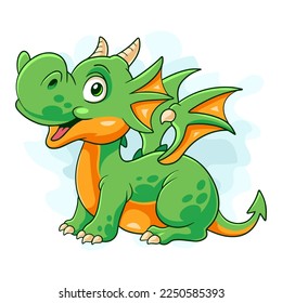 Cartoon dragon on white background