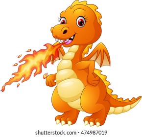 Cartoon dragon posing with fire