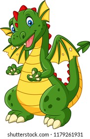 Cartoon dragon posing isolated on white background