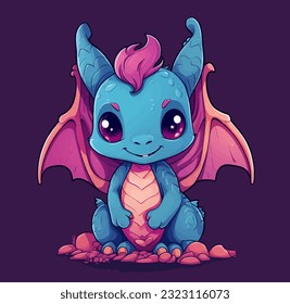Cartoon dragon with a smile. Vector illustration isolated background
