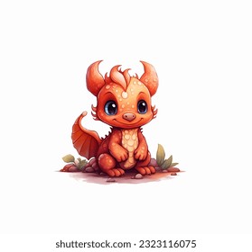 Cartoon dragon with a smile. Vector illustration isolated background