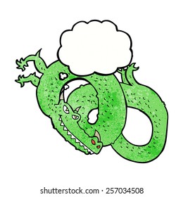 dragón de dibujos animados con burbuja de pensamiento