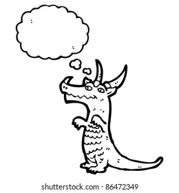 cartoon dragon with thought bubble