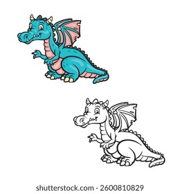 cartoon dragon vector illustration. Isolated on white backgroud. Detailed. You can change color you want. Easy to edit