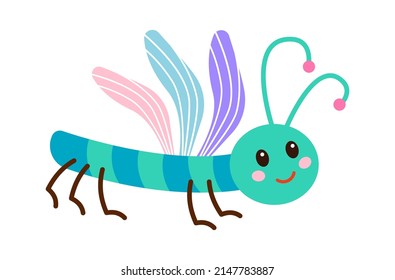 Cartoon dragonfly Childish Insect. Vector illustration