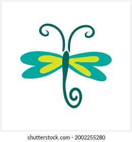 Cartoon Drachenfliege Symbol einzeln auf Weiß. Vektorgrafik. EPS10