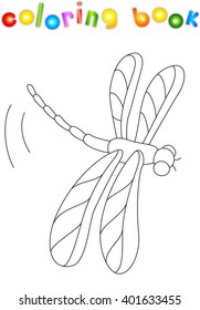 Cartoon Libelle einzeln auf Weiß. Malbuch für Kinder