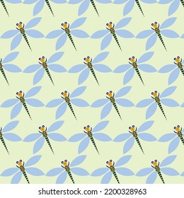 cartoon dragonfly pattern seamless background