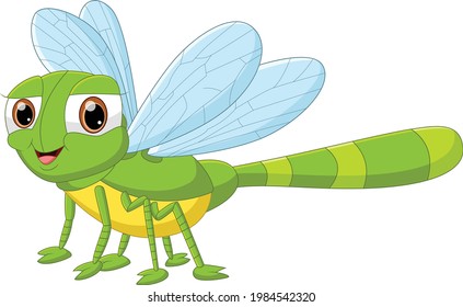 cartoon dragonfly pose and smile