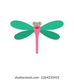 Cartoon dragonfly. Vector illustration. Cute funny colorful dragonfly insect.