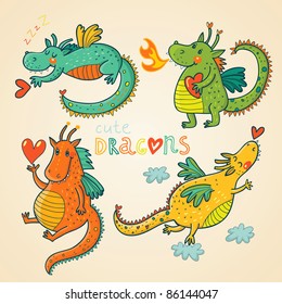 Cartoon dragons in vector. 2012 symbol