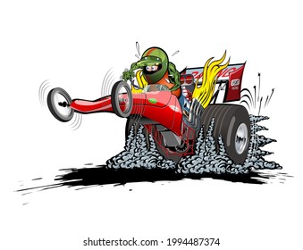 Cartoon dragster on white background. Available EPS-10 vector format separated by groups and layers for easy edit