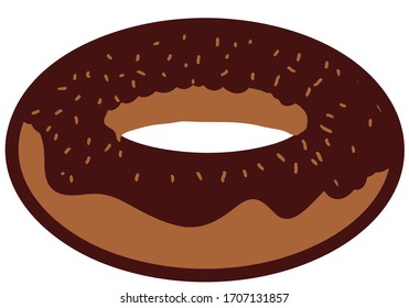 cartoon of​ chocolate​ doughnut​ hand​ drawing