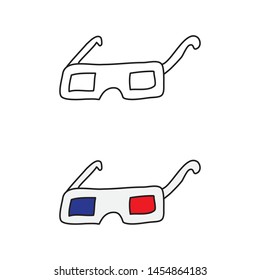 cartoon drawing of 3D glasses