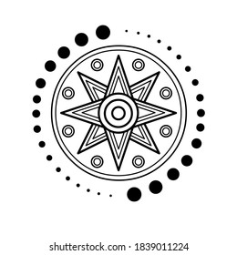 Cartoon drawing: ancient Sumerian symbol divine star. Vector illustration isolated on a white background.