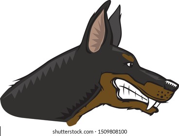 Cartoon Drawing Of An Angry Doberman