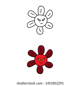 cartoon drawing of an angry flower