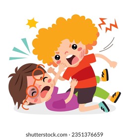 Cartoon Drawing Of Angry Kids Fighting