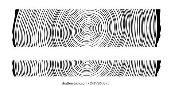 Cartoon drawing annual rings or growth rings. Deforestation. Tree or trees, cut ring pattern. For firewood. Wood stump surface Round piece of wood in cross section with wood texture pattern.