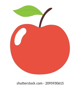 cartoon drawing of an apple with a leaf on a white background