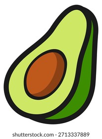 Un dibujo de dibujos animados de un aguacate con un tallo verde