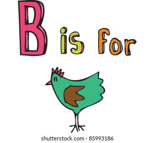 cartoon drawing of 'B is for' Bird