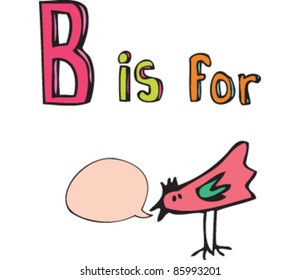 cartoon drawing of 'B is for' Bird
