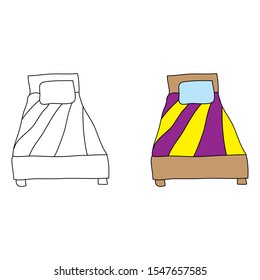 cartoon drawing of a bed