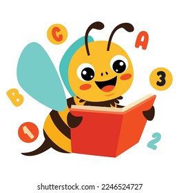 Cartoon Drawing Of Bee Reading Book