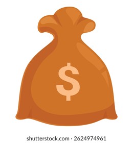 Cartoon drawing of a big brown bag holding us dollars