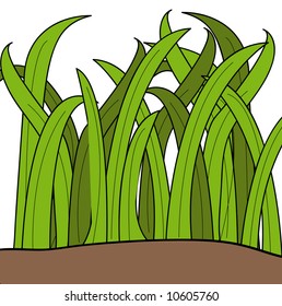 cartoon drawing of blades of green grass - vector