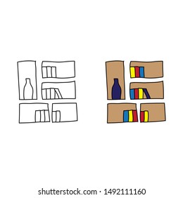 cartoon drawing of a book shelf