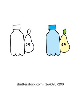 Zeichnen einer Flasche mit Früchten