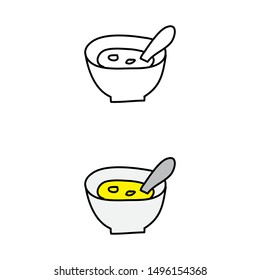 cartoon drawing of a bowl of soup