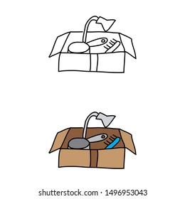 cartoon drawing of a box full of stuff