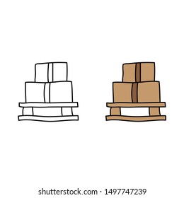 cartoon drawing of boxes on a pallet
