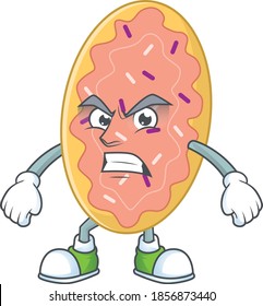 cartoon drawing of bread showing angry face. Vector illustration
