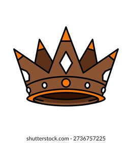 A cartoon drawing of a brown crown with orange accents